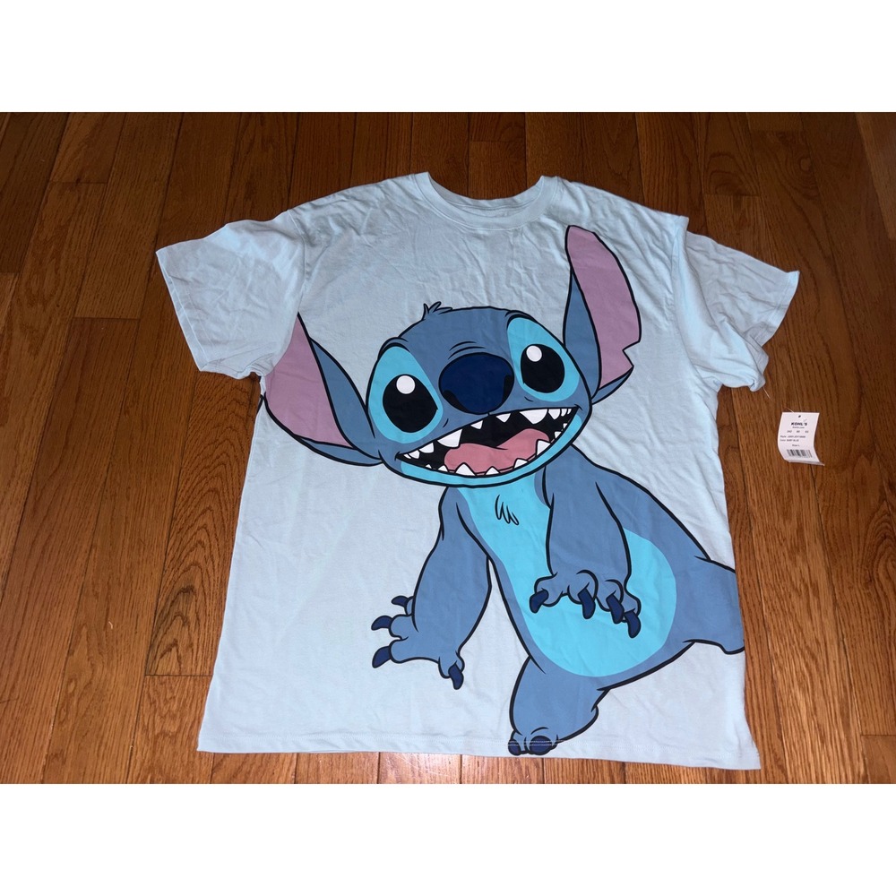 Disney Lilo & Stitch Baby Blue Graphic Tee Shirt J2691JDY18000 Large NEW